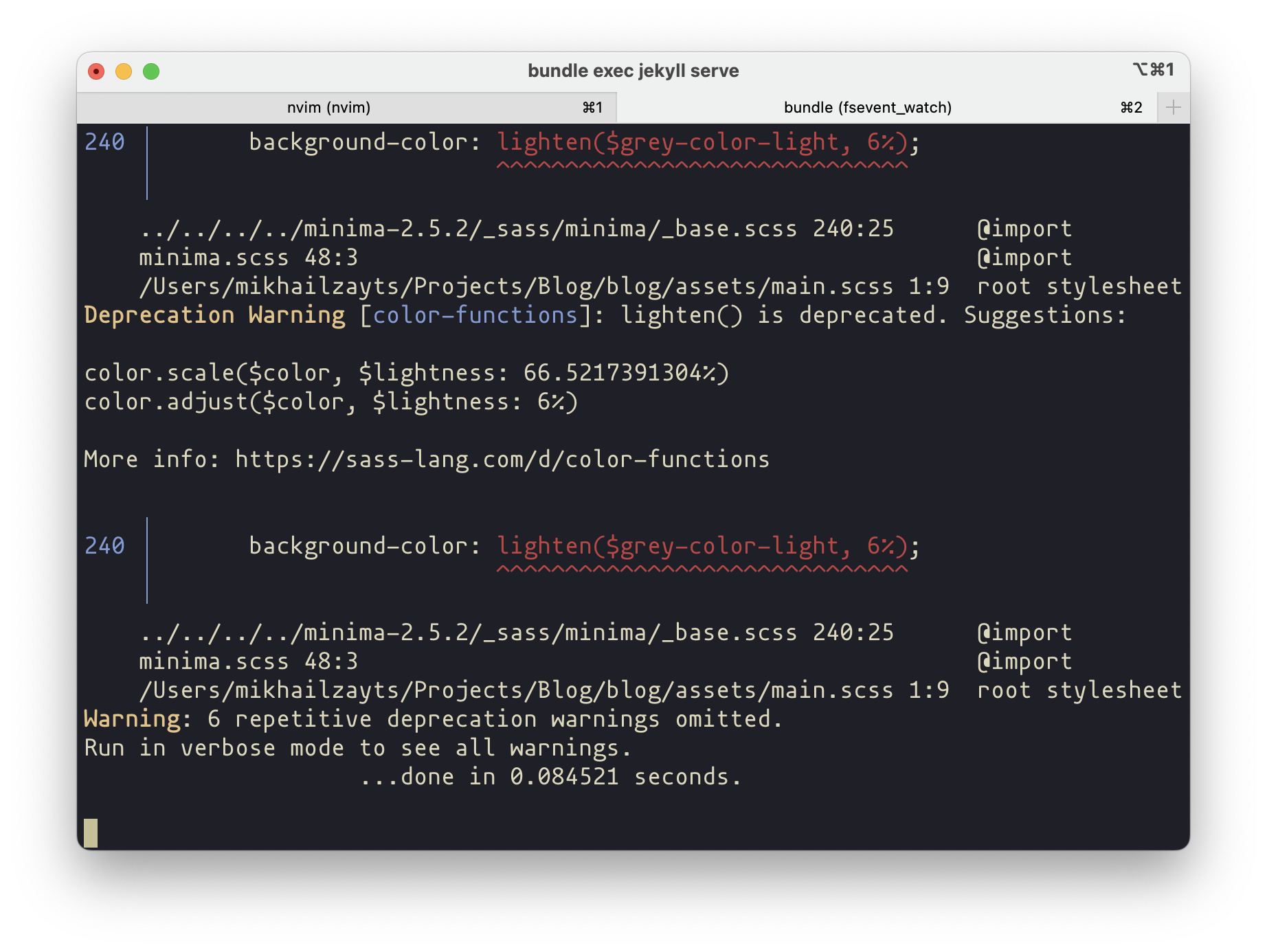 Локально запущенный Jekyll